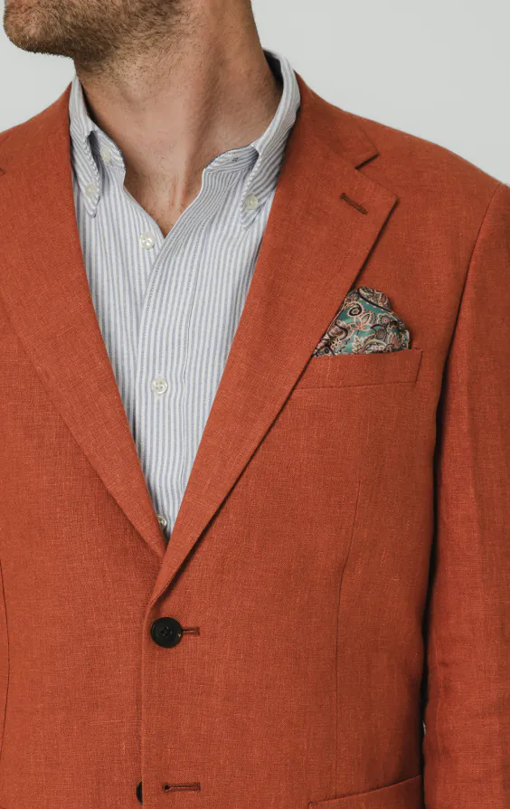 Burnt Orange Pure Linen Suit Jacket - photo 3 Burnt Orange Pure Linen Suit Jacket - photo 3