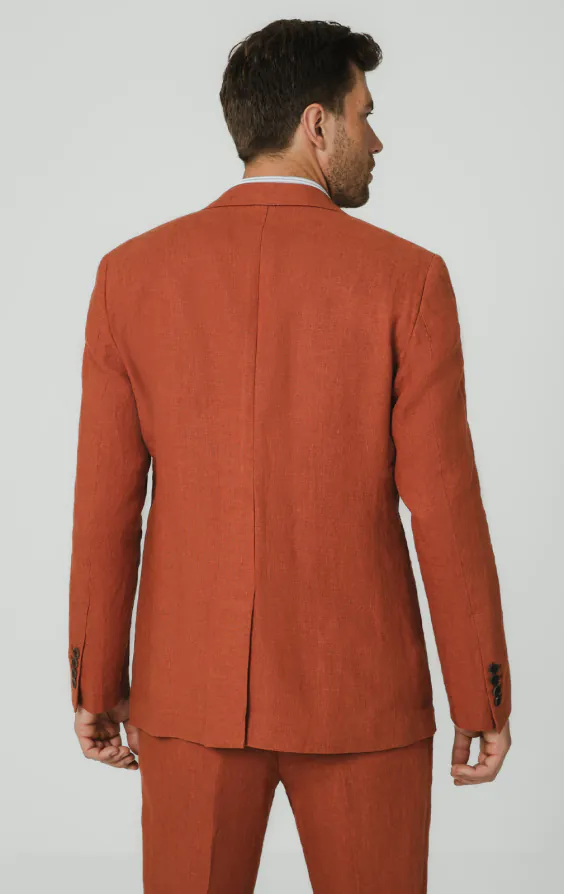 Burnt Orange Pure Linen Suit Jacket - photo 5 Burnt Orange Pure Linen Suit Jacket - photo 5
