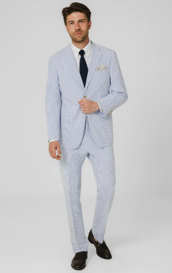 Blue & White Seersucker Suit Jacket - photo 1 Blue & White Seersucker Suit Jacket - photo 1