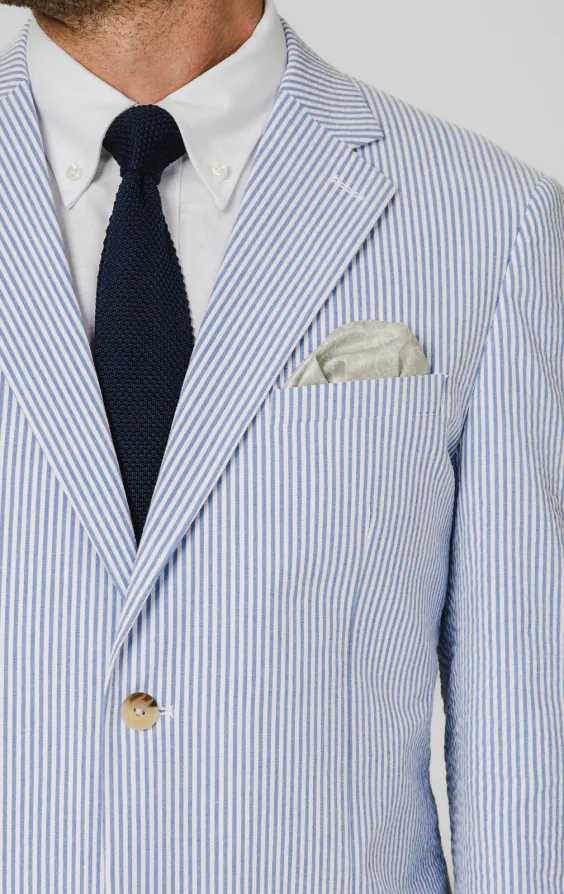 Blue & White Seersucker Suit Jacket - photo 3 Blue & White Seersucker Suit Jacket - photo 3