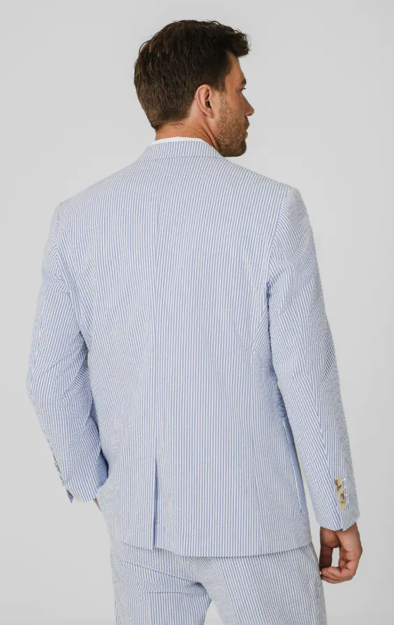 Blue & White Seersucker Suit Jacket - photo 5 Blue & White Seersucker Suit Jacket - photo 5