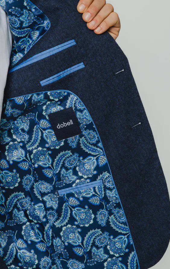 Blue Herringbone Tweed Suit Jacket - photo 4 Blue Herringbone Tweed Suit Jacket - photo 4