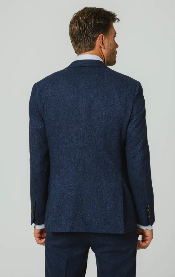 Blue Herringbone Tweed Suit Jacket - photo 5 Blue Herringbone Tweed Suit Jacket - photo 5