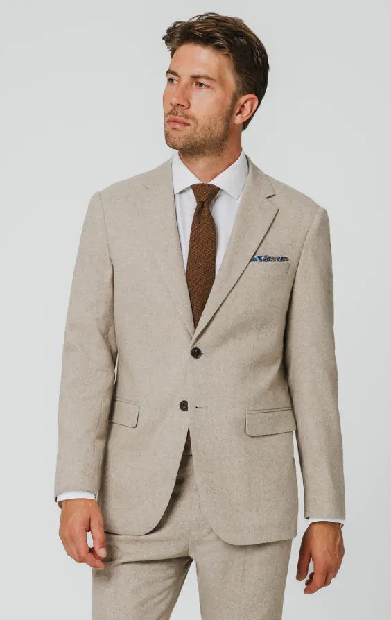 Stone Donegal Tweed Suit Jacket
