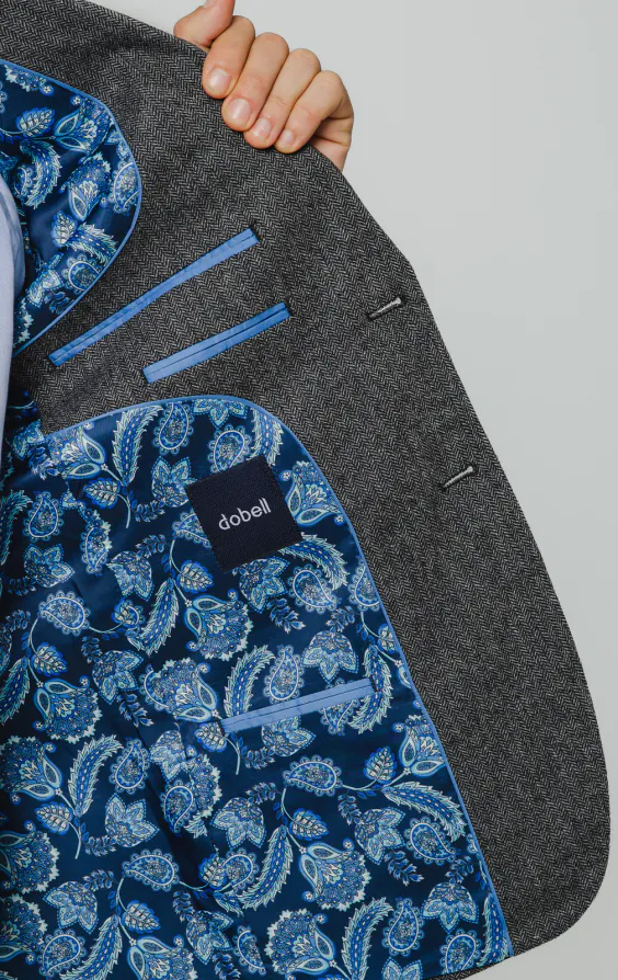Grey Herringbone Tweed Suit Jacket - photo 4 Grey Herringbone Tweed Suit Jacket - photo 4