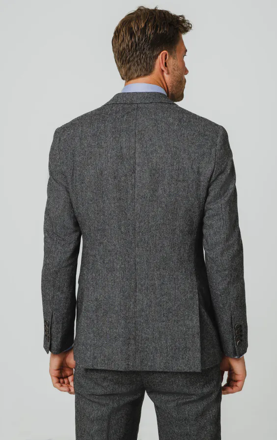 Grey Herringbone Tweed Suit Jacket - photo 5 Grey Herringbone Tweed Suit Jacket - photo 5