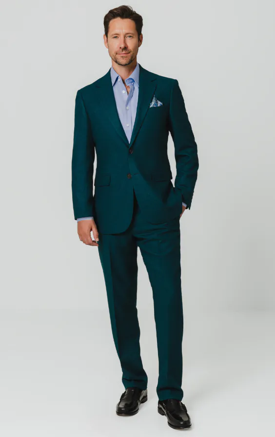 Teal Wool Flannel Suit Jacket - photo 1 Teal Wool Flannel Suit Jacket - photo 1