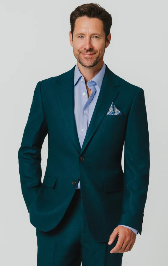 Teal Wool Flannel Suit Jacket Teal Wool Flannel Suit Jacket