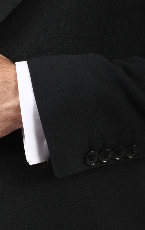 Black Wool Herringbone Morning Suit with Striped Trousers - photo 4 Black Wool Herringbone Morning Suit with Striped Trousers - photo 4