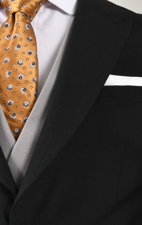 Black Wool Herringbone Morning Suit with Striped Trousers - photo 5 Black Wool Herringbone Morning Suit with Striped Trousers - photo 5