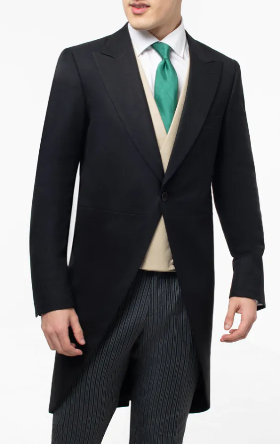 Dobell 100% Wool Black Herringbone Morning Tailcoat Dobell 100% Wool Black Herringbone Morning Tailcoat