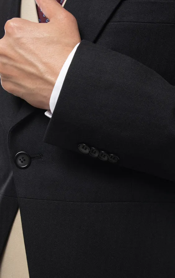 Dobell Black Herringbone Morning Suit with Striped Trousers - photo 4 Dobell Black Herringbone Morning Suit with Striped Trousers - photo 4