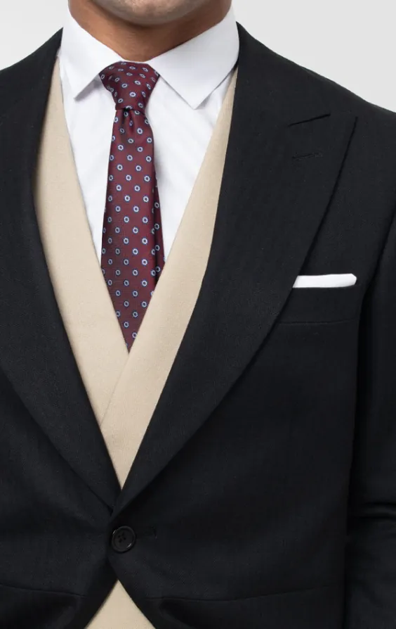 Dobell Black Herringbone Morning Suit with Striped Trousers - photo 5 Dobell Black Herringbone Morning Suit with Striped Trousers - photo 5