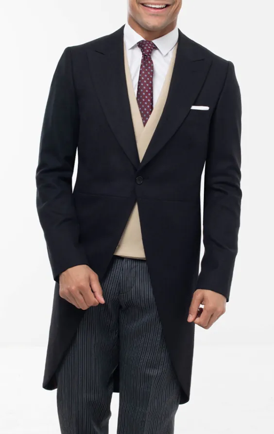 Black Herringbone Morning Tailcoat Black Herringbone Morning Tailcoat