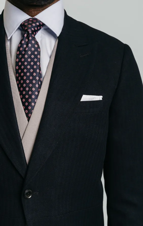 Navy Herringbone Morning Tailcoat - photo 3 Navy Herringbone Morning Tailcoat - photo 3
