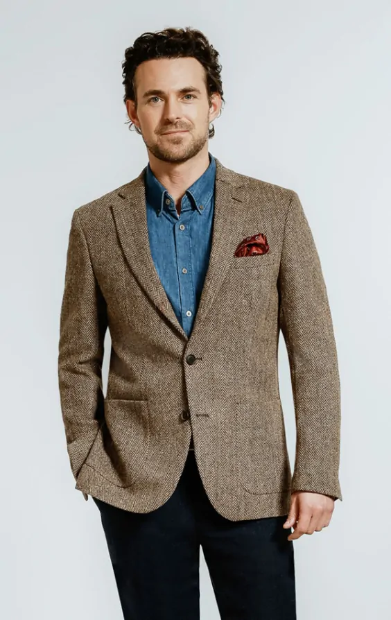 Harris tweed herringbone jacket outlet