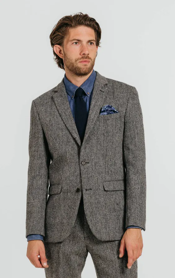 Harris Tweed Grey Herringbone Tweed Jacket Harris Tweed Grey Herringbone Tweed Jacket