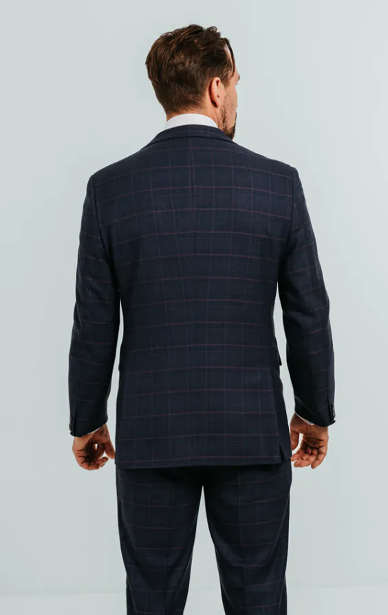 Navy with Pink Check Suit Jacket - photo 1 Navy with Pink Check Suit Jacket - photo 1