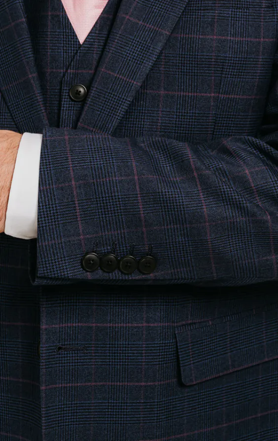 Navy with Pink Check Suit Jacket - photo 2 Navy with Pink Check Suit Jacket - photo 2