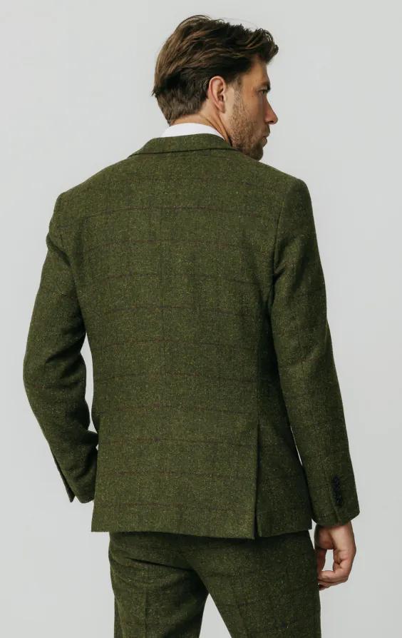 Green Windowpane Check Tweed 3 Piece Suit - photo 5 Green Windowpane Check Tweed 3 Piece Suit - photo 5