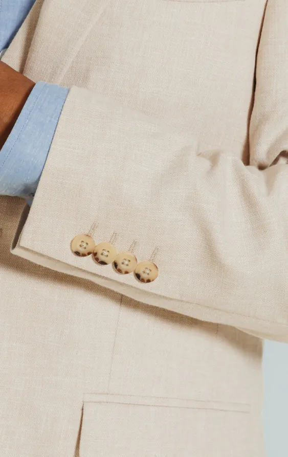 Cream Linen Slim Fit Suit Jacket - photo 1 Cream Linen Slim Fit Suit Jacket - photo 1