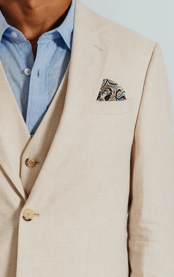 Cream Linen Slim Fit Suit Jacket - photo 2