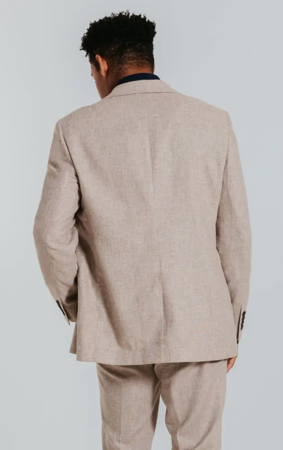 Sand Linen Slim Fit 3 Piece Suit - photo 2 Sand Linen Slim Fit 3 Piece Suit - photo 2