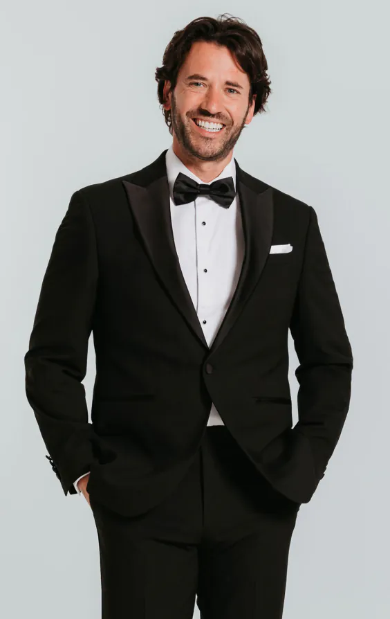 Black Slim-Fit Dinner Jacket with Peak Lapel Black Slim-Fit Dinner Jacket with Peak Lapel