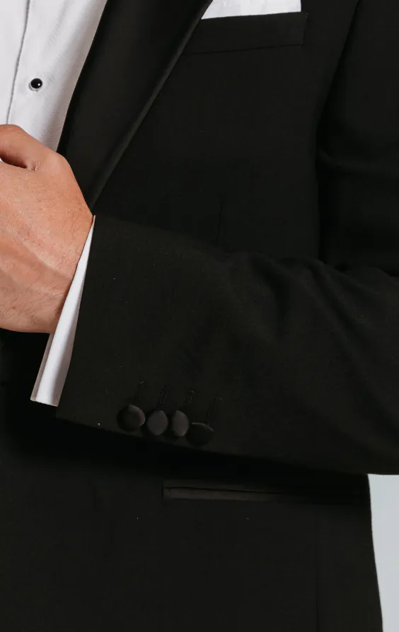 Black Slim-Fit 3 Piece Tuxedo with Peak Lapel - photo 3 Black Slim-Fit 3 Piece Tuxedo with Peak Lapel - photo 3