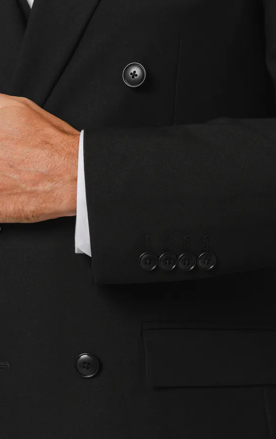 Black Double Breasted Suit with Peak Lapel - photo 2 Black Double Breasted Suit with Peak Lapel - photo 2