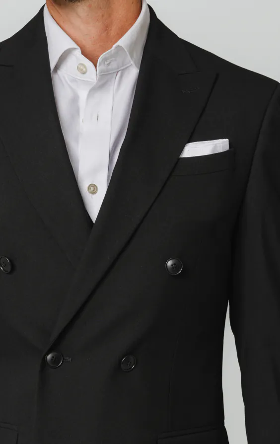 Black Double Breasted Suit Jacket with Peak Lapel - photo 3 Black Double Breasted Suit Jacket with Peak Lapel - photo 3