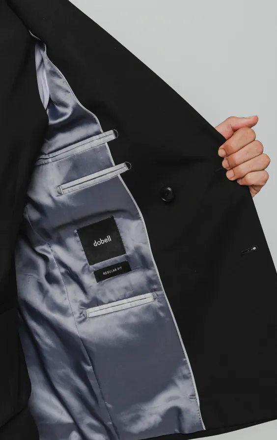 Black Double Breasted Suit Jacket with Peak Lapel - photo 4 Black Double Breasted Suit Jacket with Peak Lapel - photo 4