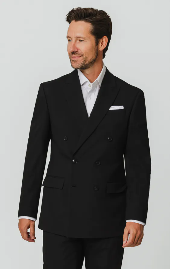 Black Double Breasted Suit Jacket with Peak Lapel Black Double Breasted Suit Jacket with Peak Lapel