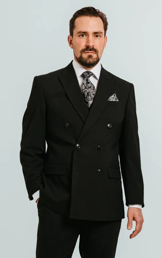 Black Double Breasted Suit Jacket with Peak Lapel Black Double Breasted Suit Jacket with Peak Lapel