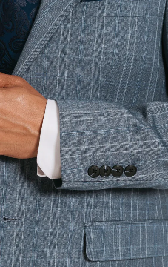 Light Blue Check Suit Jacket with Peak Lapel - photo 2 Light Blue Check Suit Jacket with Peak Lapel - photo 2