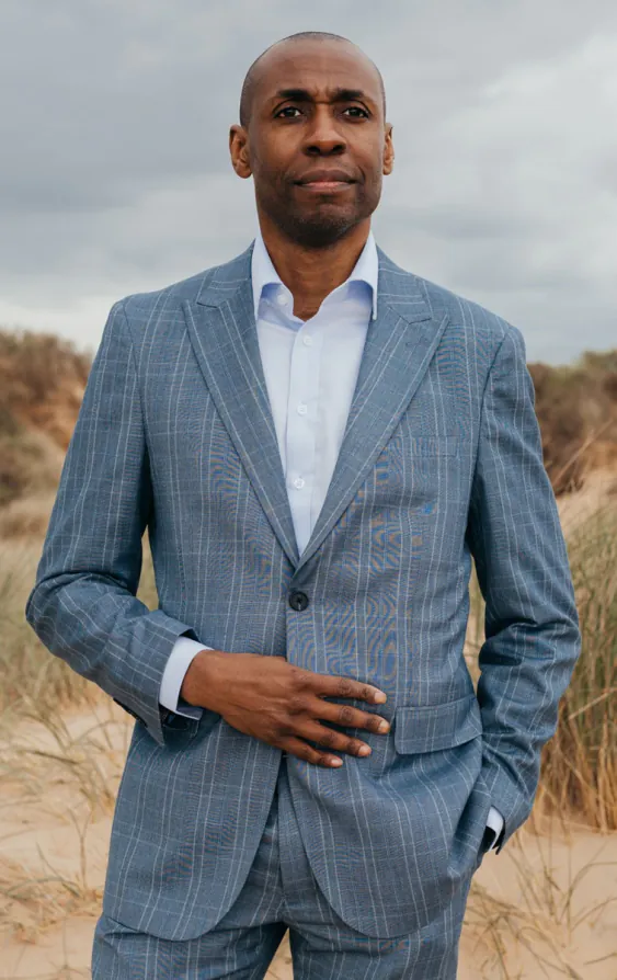 Light Blue Check Suit Jacket with Peak Lapel - photo 5 Light Blue Check Suit Jacket with Peak Lapel - photo 5