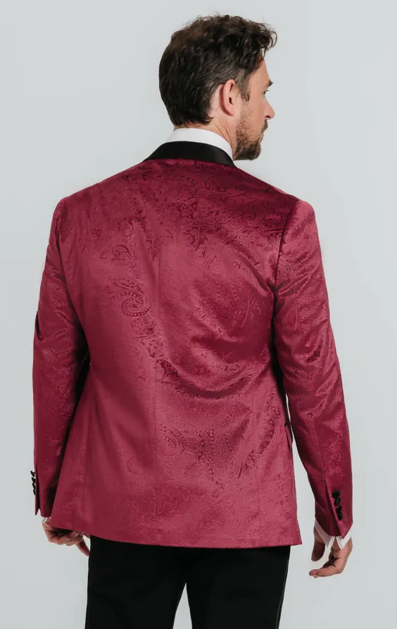 Burgundy Paisley Velvet Tuxedo Jacket - photo 1 Burgundy Paisley Velvet Tuxedo Jacket - photo 1