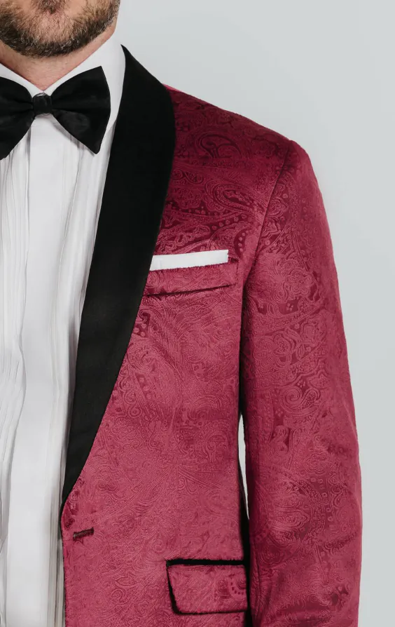 Burgundy Paisley Velvet Tuxedo Jacket - photo 3 Burgundy Paisley Velvet Tuxedo Jacket - photo 3