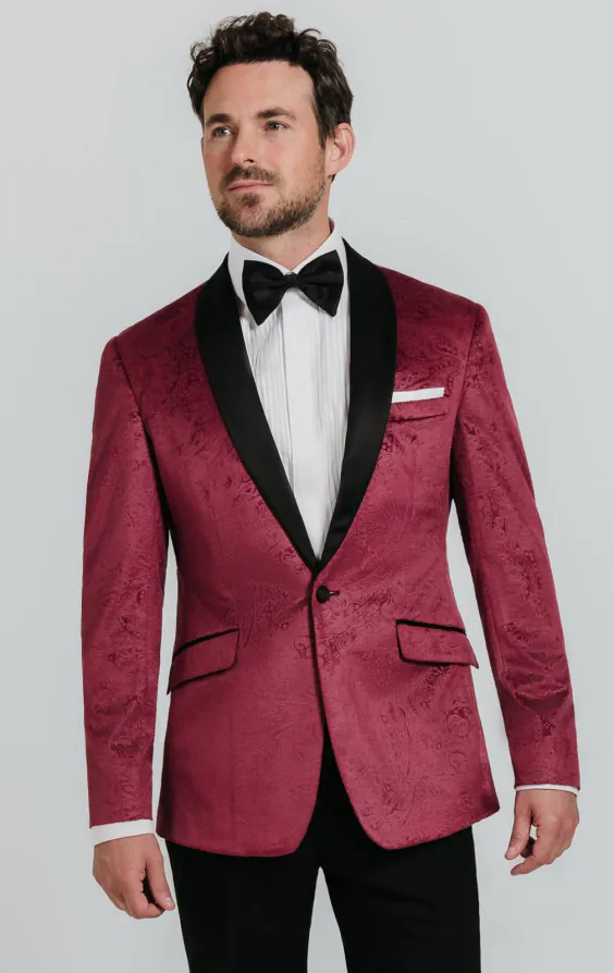 Burgundy Paisley Velvet Tuxedo Jacket Burgundy Paisley Velvet Tuxedo Jacket