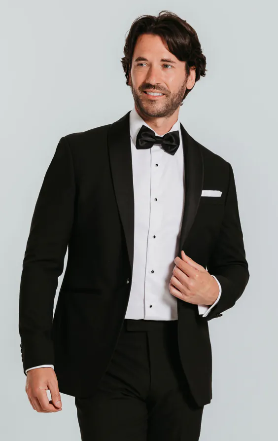 Black Slim-Fit Dinner Jacket with Shawl Lapel Black Slim-Fit Dinner Jacket with Shawl Lapel