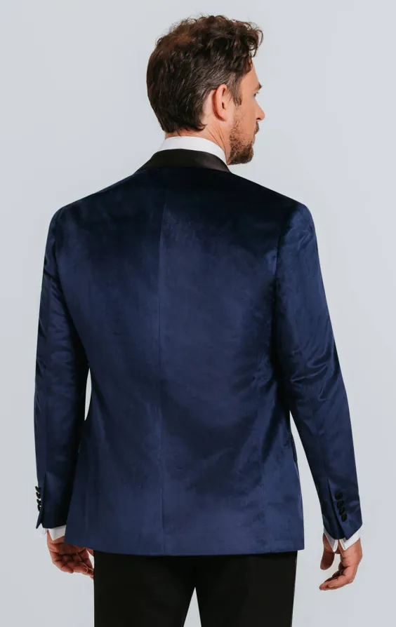 Dobell Navy Blue Slim Fit Velvet Jacket - photo 1 Dobell Navy Blue Slim Fit Velvet Jacket - photo 1