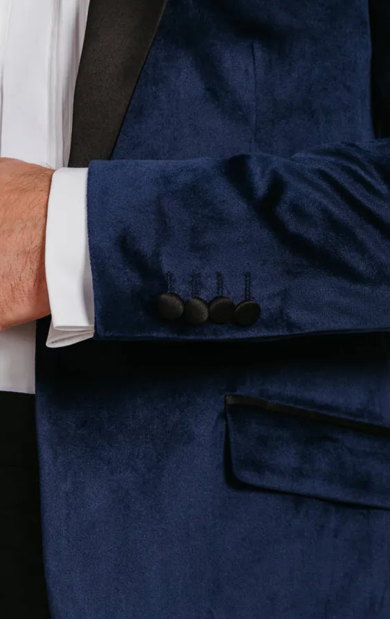 Dobell Navy Blue Slim Fit Velvet Jacket - photo 2 Dobell Navy Blue Slim Fit Velvet Jacket - photo 2