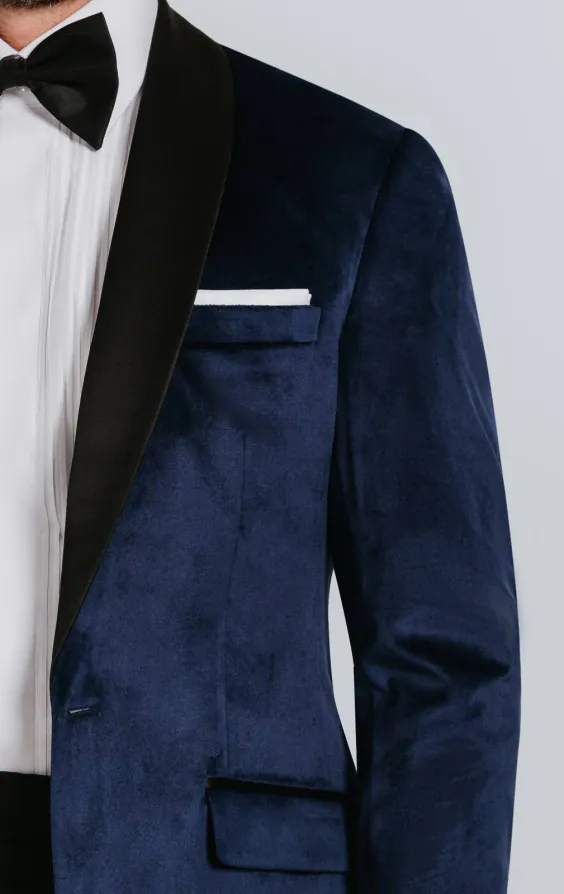 Dobell Navy Blue Slim Fit Velvet Jacket - photo 3 Dobell Navy Blue Slim Fit Velvet Jacket - photo 3
