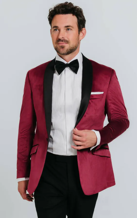 Burgundy Slim Fit Velvet Jacket Burgundy Slim Fit Velvet Jacket