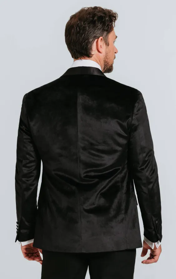 Black Slim Fit Velvet Jacket - photo 1