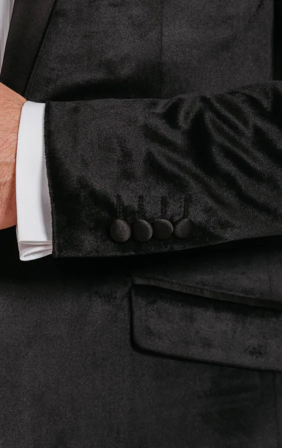 Black Slim Fit Velvet Jacket - photo 2