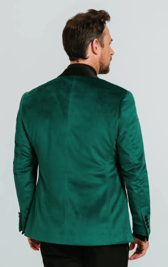 Dark Green Slim Fit Velvet Tuxedo with Black Trousers - photo 3 Dark Green Slim Fit Velvet Tuxedo with Black Trousers - photo 3