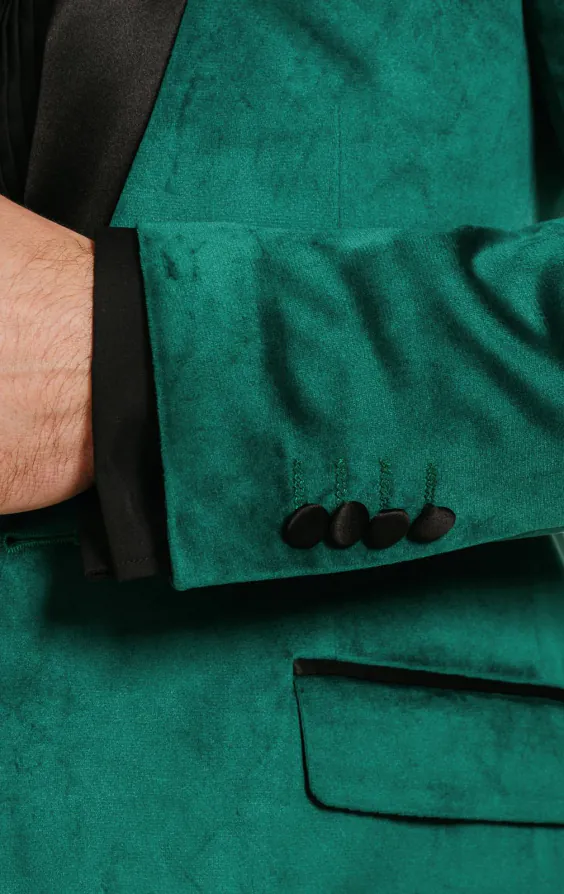 Dark Green Slim Fit Velvet Jacket - photo 2 Dark Green Slim Fit Velvet Jacket - photo 2