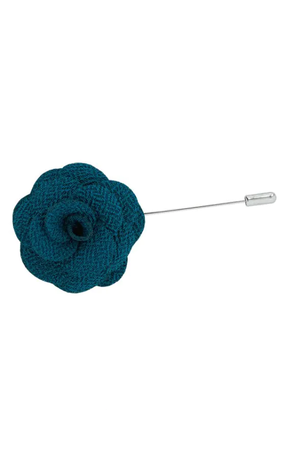 Dobell Teal Blue Flower Lapel Pin