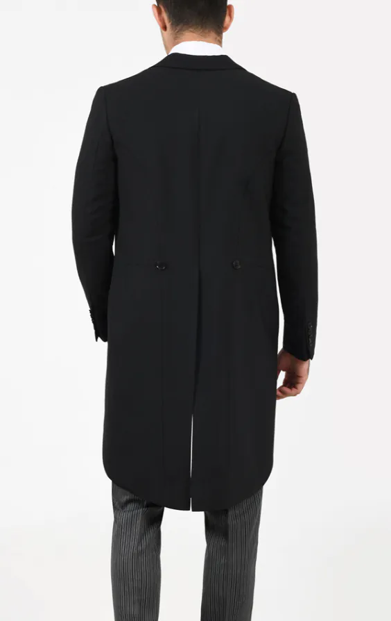 Black Wool Herringbone Morning Suit with Striped Trousers - photo 3 Black Wool Herringbone Morning Suit with Striped Trousers - photo 3